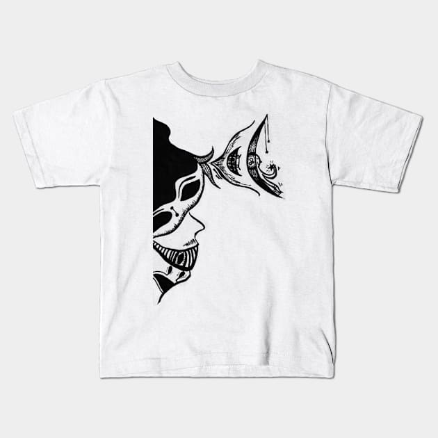 Moon Witch Kids T-Shirt by Majnun_Drawings